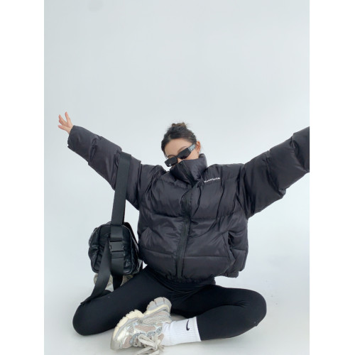 廢柴冬季美式小衆小個子羽絨棉棉服寬松加厚短款肯豆黑色棉衣女潮 廢柴冬季美式小衆小個子羽絨棉棉服寬松加厚短款肯豆黑色棉衣女潮