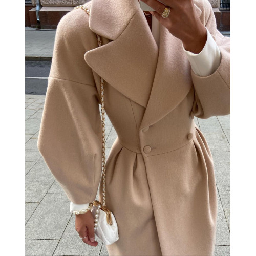 歐美時尚氣質燈籠袖大翻領毛呢外套秋冬 casual long sleeve coat 歐美時尚氣質燈籠袖大翻領毛呢外套秋冬 casual long sleeve coat