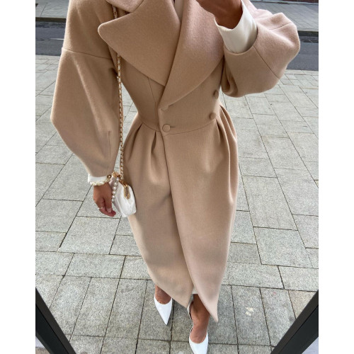 歐美時尚氣質燈籠袖大翻領毛呢外套秋冬 casual long sleeve coat 歐美時尚氣質燈籠袖大翻領毛呢外套秋冬 casual long sleeve coat