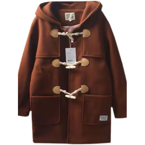 學院風雙排牛角釦中長款毛呢外套女2025春秋新款日系學生加厚大衣