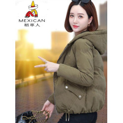 稻草人鹿皮絨羽絨棉服女外套冬季2025新款時尚短款輕薄連帽小棉襖