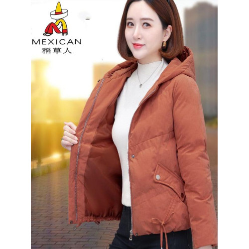 稻草人鹿皮絨羽絨棉服女外套冬季2025新款時尚短款輕薄連帽小棉襖 稻草人鹿皮絨羽絨棉服女外套冬季2025新款時尚短款輕薄連帽小棉襖