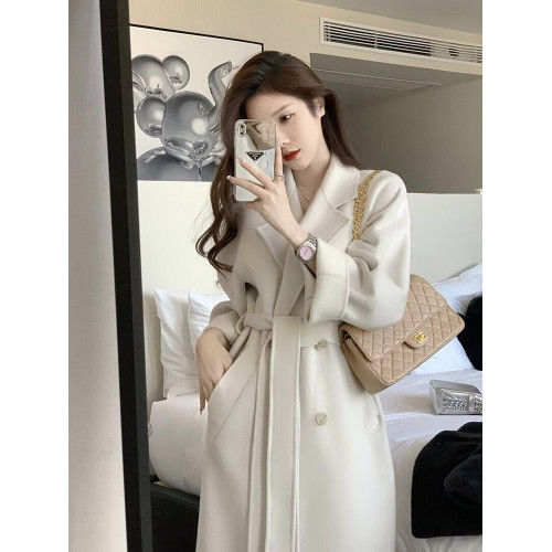 米白色羊絨大衣女洋氣2025秋冬新品韓版中長款小個子羽絨毛呢外套