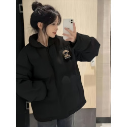 黑色羽絨棉服女大童冬季加厚保暖麵包服初中高中學生棉衣棉襖外套