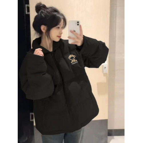 黑色羽絨棉服女大童冬季加厚保暖麵包服初中高中學生棉衣棉襖外套