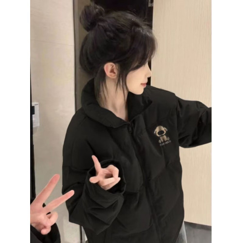 黑色羽絨棉服女大童冬季加厚保暖麵包服初中高中學生棉衣棉襖外套