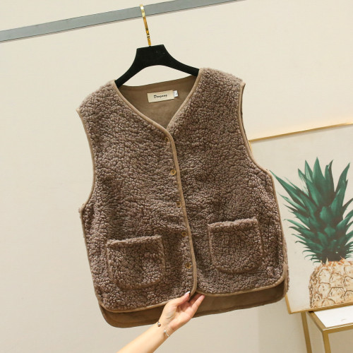 羊羔毛絨馬甲女2024新款春秋冬皮毛一體外塔馬夾背心外穿坎肩外套 羊羔毛絨馬甲女2024新款春秋冬皮毛一體外塔馬夾背心外穿坎肩外套