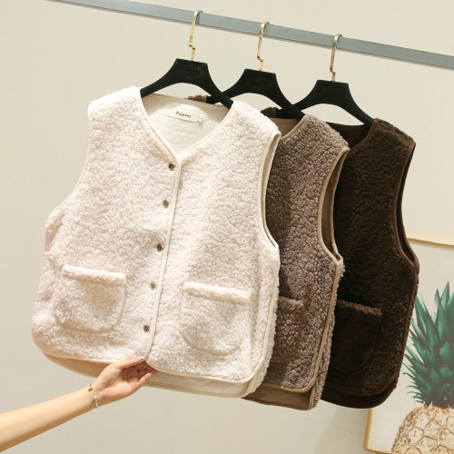 羊羔毛絨馬甲女2024新款春秋冬皮毛一體外塔馬夾背心外穿坎肩外套 羊羔毛絨馬甲女2024新款春秋冬皮毛一體外塔馬夾背心外穿坎肩外套