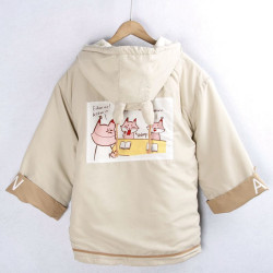 2450狐狸卡通棉服 連帽領春秋夾棉加厚寬松百搭棉衣小魚兒女