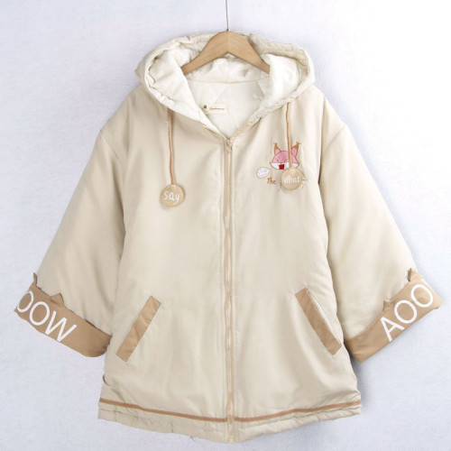 2450狐狸卡通棉服 連帽領春秋夾棉加厚寬松百搭棉衣小魚兒女 2450狐狸卡通棉服 連帽領春秋夾棉加厚寬松百搭棉衣小魚兒女