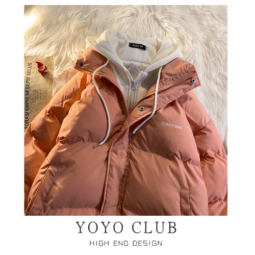 品牌折釦大碼假兩件羽絨棉服女冬季加厚麵包服棉衣連帽外套ins潮 品牌折釦大碼假兩件羽絨棉服女冬季加厚麵包服棉衣連帽外套ins潮