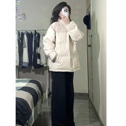 冬季pu皮羽絨棉服女2025新款寬松加厚麵包服韓版設計感棉衣外套潮