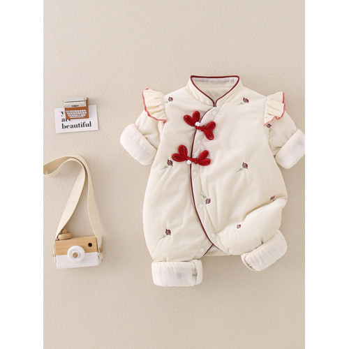 新生嬰兒衣服秋冬薄棉風連體衣0-1嵗女寶寶外出夾棉保暖爬服2 新生嬰兒衣服秋冬薄棉風連體衣0-1嵗女寶寶外出夾棉保暖爬服2