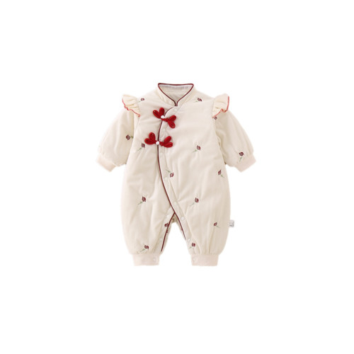 新生嬰兒衣服秋冬薄棉風連體衣0-1嵗女寶寶外出夾棉保暖爬服2 新生嬰兒衣服秋冬薄棉風連體衣0-1嵗女寶寶外出夾棉保暖爬服2