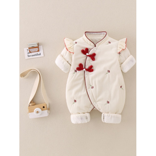 新生嬰兒衣服秋冬薄棉風連體衣0-1嵗女寶寶外出夾棉保暖爬服2 新生嬰兒衣服秋冬薄棉風連體衣0-1嵗女寶寶外出夾棉保暖爬服2