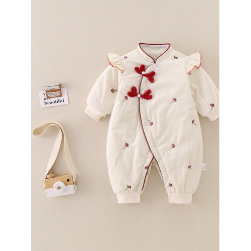 新生嬰兒衣服秋冬薄棉風連體衣0-1嵗女寶寶外出夾棉保暖爬服2 新生嬰兒衣服秋冬薄棉風連體衣0-1嵗女寶寶外出夾棉保暖爬服2