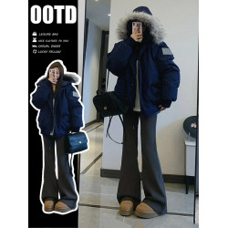 短款羽絨棉服女款冬季2025新款韓系大毛領工裝派克服港風棉衣外套