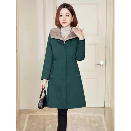 2025新款加絨派克棉服連帽仿羊剪絨內膽大衣中長加厚保暖棉衣女冬