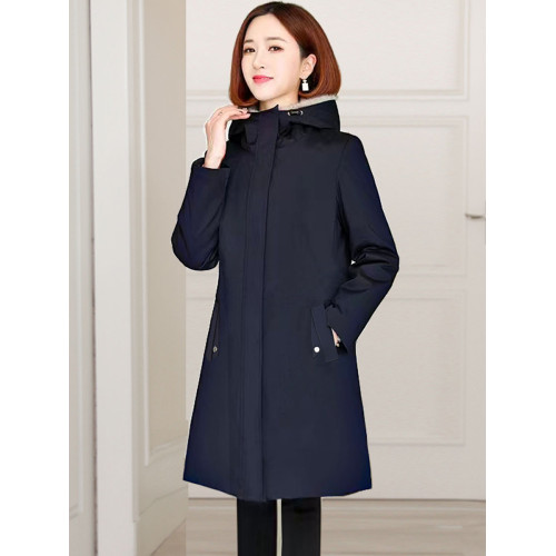 2025新款加絨派克棉服連帽仿羊剪絨內膽大衣中長加厚保暖棉衣女冬