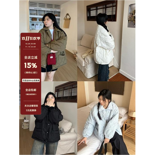 NINI ONE 微胖韓系棉服保暖加厚外套 大碼顯瘦長袖棉服百搭休閒 NINI ONE 微胖韓系棉服保暖加厚外套 大碼顯瘦長袖棉服百搭休閒