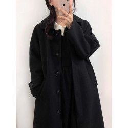 赫本風黑色毛呢外套女秋冬季2025年新款韓系小個子中長款呢子大衣