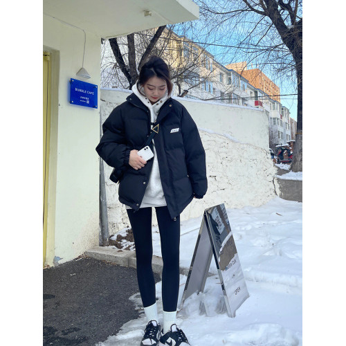 2025新款棉服女冬季保暖加厚外套小個子黑色短款棉衣棉襖子麵包服