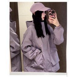 美式機能工裝防風衣防水沖鋒衣外套女春秋爆款今年流行美拉德穿搭