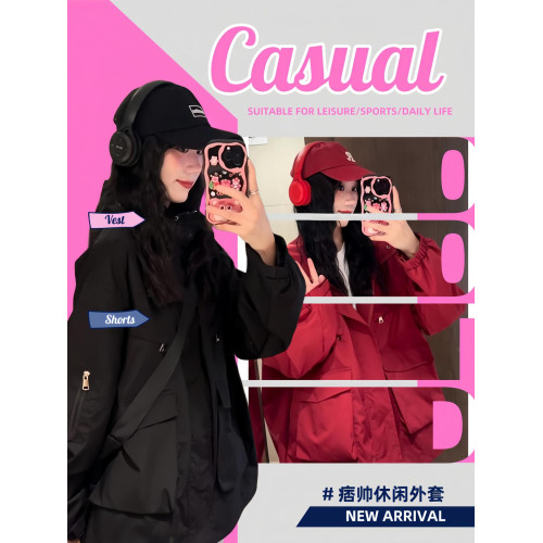 美式機能工裝防風衣防水沖鋒衣外套女春秋爆款今年流行美拉德穿搭 美式機能工裝防風衣防水沖鋒衣外套女春秋爆款今年流行美拉德穿搭