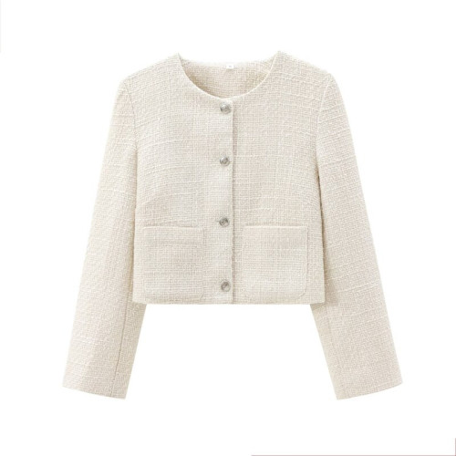 歐美風 2024秋季新款 女裝 百搭粗紡圓領外搭小香風外套 1195099 歐美風 2024秋季新款 女裝 百搭粗紡圓領外搭小香風外套 1195099