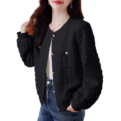 2025秋冬韓版新款設計感休閒氣質百搭小香風寬松顯瘦圓領外套上衣 2025秋冬韓版新款設計感休閒氣質百搭小香風寬松顯瘦圓領外套上衣