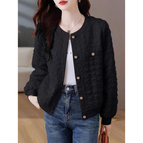 2025秋冬韓版新款設計感休閒氣質百搭小香風寬松顯瘦圓領外套上衣 2025秋冬韓版新款設計感休閒氣質百搭小香風寬松顯瘦圓領外套上衣