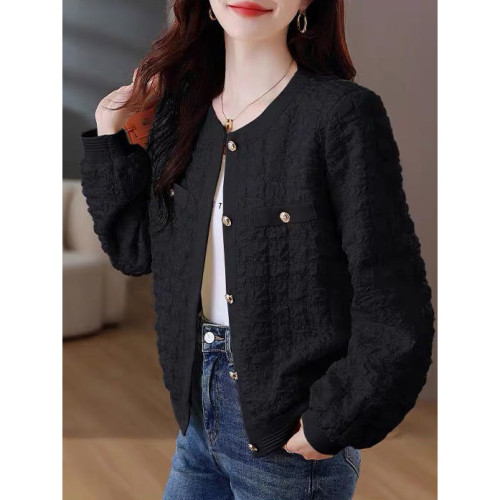 2025秋冬韓版新款設計感休閒氣質百搭小香風寬松顯瘦圓領外套上衣 2025秋冬韓版新款設計感休閒氣質百搭小香風寬松顯瘦圓領外套上衣