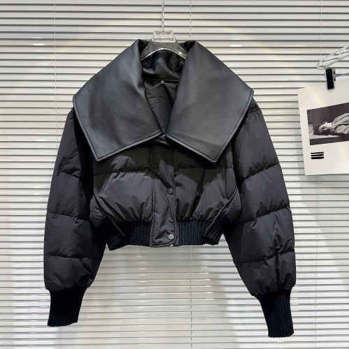 網紅同款2025冬季新款小衆街頭PU皮翻領設計辣妹保暖棉服棉衣外套 網紅同款2025冬季新款小衆街頭PU皮翻領設計辣妹保暖棉服棉衣外套