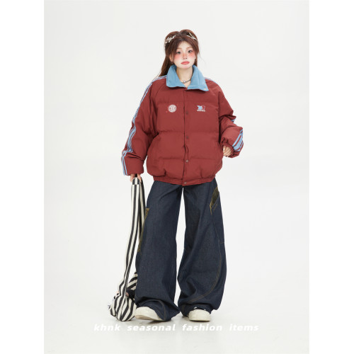 刺綉加厚保暖寬松紅色棉服女2025新款冬季美式高街棉衣麵包服棉襖 刺綉加厚保暖寬松紅色棉服女2025新款冬季美式高街棉衣麵包服棉襖