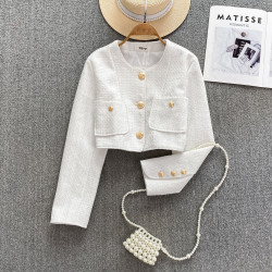 小香風金屬釦粗花呢外套女春秋季新款時尚氣質名媛短款高級感上衣