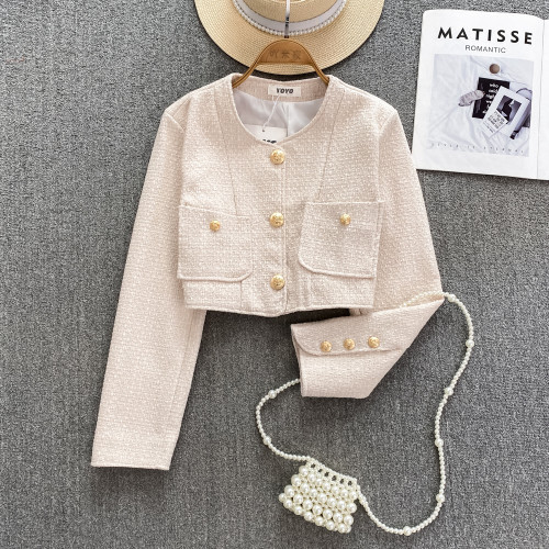 小香風金屬釦粗花呢外套女春秋季新款時尚氣質名媛短款高級感上衣 小香風金屬釦粗花呢外套女春秋季新款時尚氣質名媛短款高級感上衣