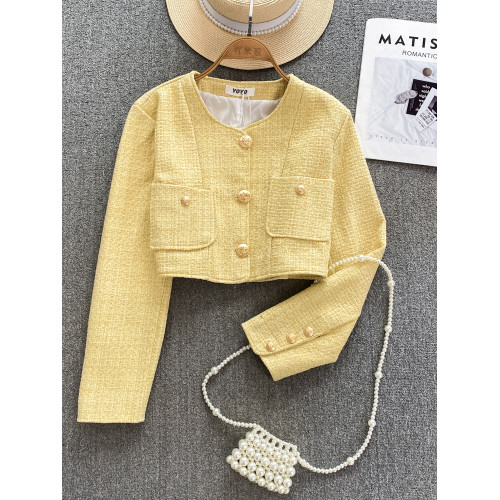 小香風金屬釦粗花呢外套女春秋季新款時尚氣質名媛短款高級感上衣