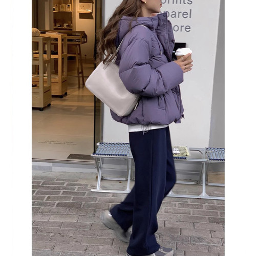 小個子短款連帽復古紫色棉衣外套女2025冬季新款保暖麵包服棉服 小個子短款連帽復古紫色棉衣外套女2025冬季新款保暖麵包服棉服