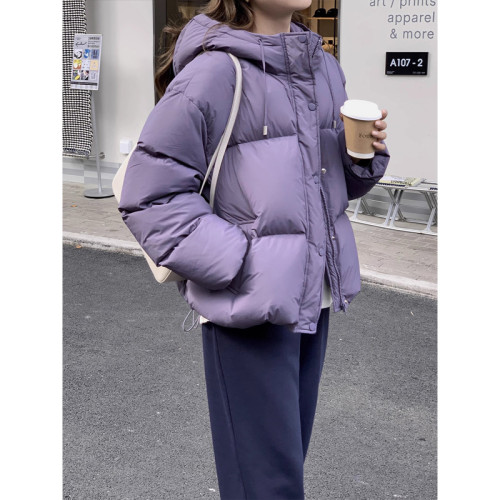 小個子短款連帽復古紫色棉衣外套女2025冬季新款保暖麵包服棉服 小個子短款連帽復古紫色棉衣外套女2025冬季新款保暖麵包服棉服