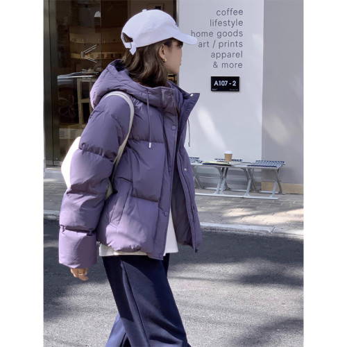 小個子短款連帽復古紫色棉衣外套女2025冬季新款保暖麵包服棉服 小個子短款連帽復古紫色棉衣外套女2025冬季新款保暖麵包服棉服