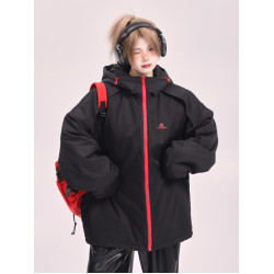 美式復古寬松白色夾棉沖鋒衣棉服外套女冬季2025新款連帽棉衣