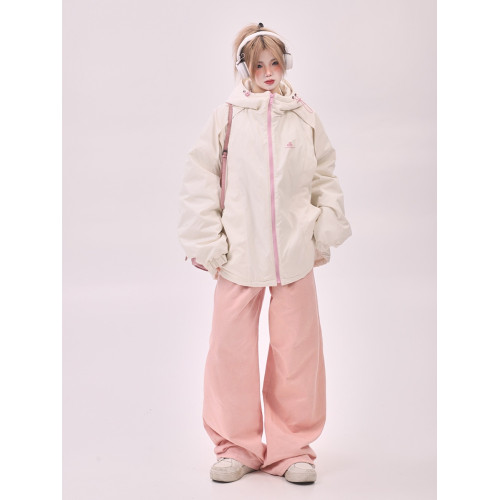 美式復古寬松白色夾棉沖鋒衣棉服外套女冬季2025新款連帽棉衣 美式復古寬松白色夾棉沖鋒衣棉服外套女冬季2025新款連帽棉衣