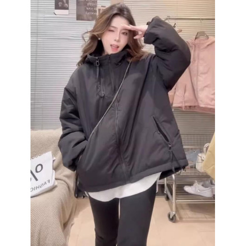 歐貨沖鋒衣連帽夾棉棉衣外套女秋冬寬松今年流行短款拉鍊保暖棉服