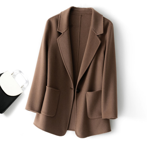 西裝版雙面羊絨大衣女短款2024年秋冬高級氣質寬松西裝領毛呢外套 西裝版雙面羊絨大衣女短款2024年秋冬高級氣質寬松西裝領毛呢外套