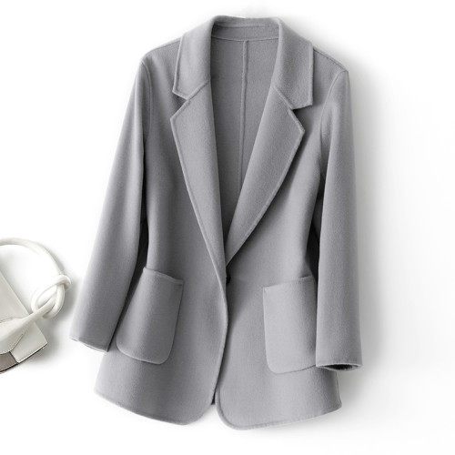 西裝版雙面羊絨大衣女短款2024年秋冬高級氣質寬松西裝領毛呢外套 西裝版雙面羊絨大衣女短款2024年秋冬高級氣質寬松西裝領毛呢外套