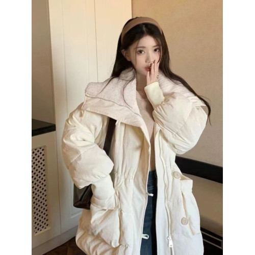 韓版咖啡色羽絨棉衣棉服女冬季微胖穿搭大翻領加厚中長款棉襖外套 韓版咖啡色羽絨棉衣棉服女冬季微胖穿搭大翻領加厚中長款棉襖外套