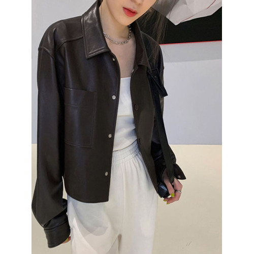 復古港味PU皮衣外套女2022春秋新款小個子寬松短款機車夾克上衣服 復古港味PU皮衣外套女2022春秋新款小個子寬松短款機車夾克上衣服