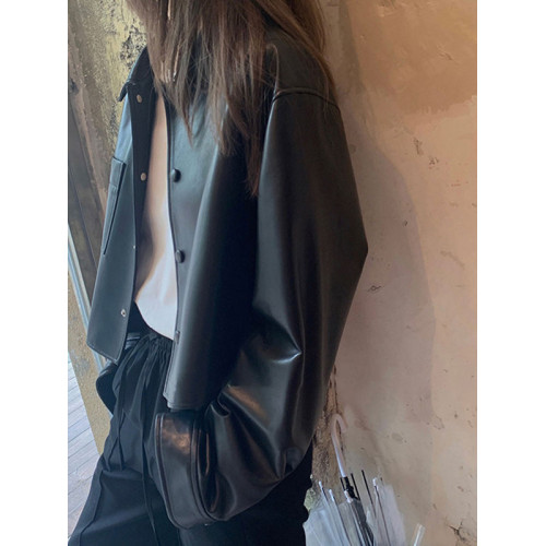 復古港味PU皮衣外套女2022春秋新款小個子寬松短款機車夾克上衣服 復古港味PU皮衣外套女2022春秋新款小個子寬松短款機車夾克上衣服