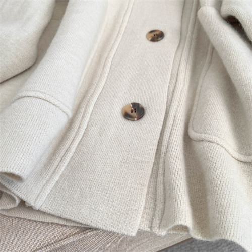 秋冬粉色外套開衫毛衣上衣女外搭寬松顯瘦溫柔風軟糯甜美連帽大衣