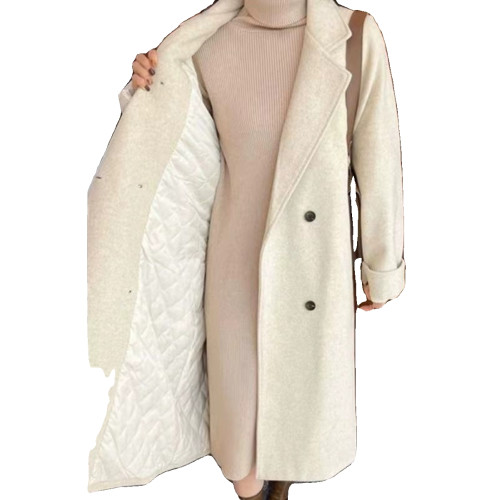 高級感西裝毛呢外套女中長款2023新款秋冬季時尚寬松夾棉加厚大衣 高級感西裝毛呢外套女中長款2023新款秋冬季時尚寬松夾棉加厚大衣